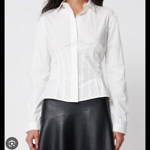 KHY NEW White Seamed Button-Down Top